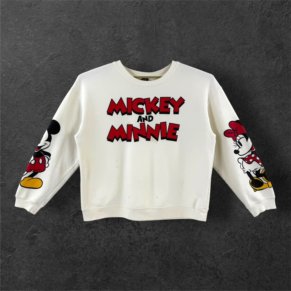 Disney Mickey and Minnie Mouse Graphic Sweatshirt XXL Cream Pullover RN117508
